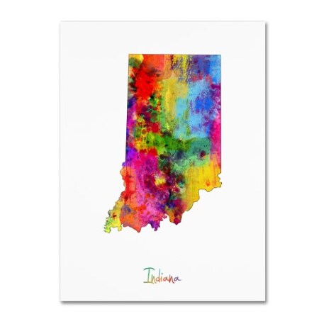 Trademark Fine Art Michael Tompsett 'Indiana Map' Canvas Art, 14x19 MT0708-C1419GG